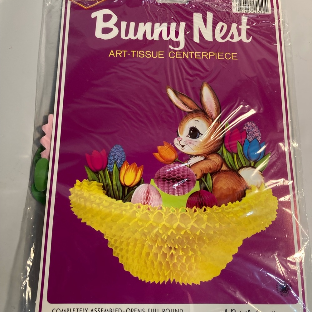 Beistle Vtg Bunny Nest Honeycomb Easter Centerpiece Decoration Art Tissue